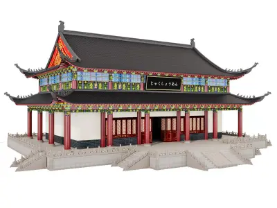 Japanese Temple Hall 3D model