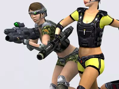 Hitomi Elite troopers females Low-poly 3D model