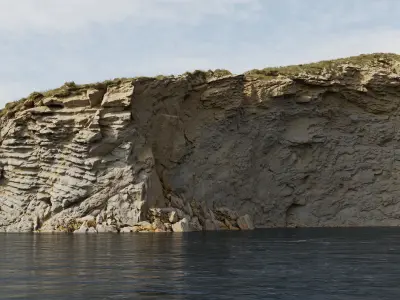 Large Mediterranean Coast Cliff PBR Scan  Low-poly 3D model