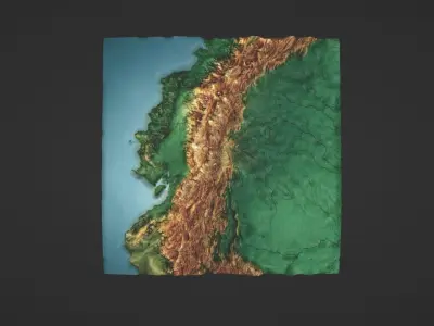 Ecuador Map Topography Low-poly 3D model