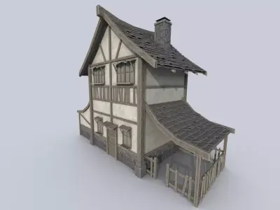 Medieval house Low-poly 3D model 27