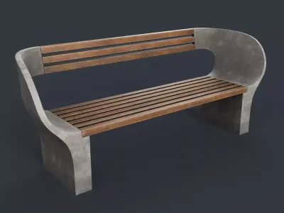 Modern Outdoor Bench 29 PBR Game Ready Low-poly 3D model