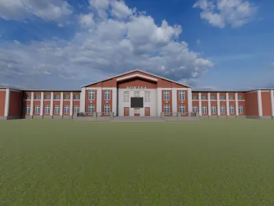 Barnaul train station Low-poly 3D model