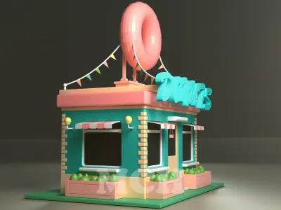 Donut Shop  Low-poly 3D model