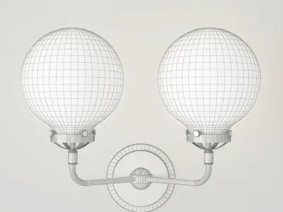 bra bistro globe clear glass double sconce nickel 3D model
