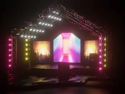 Entertainment Concert Event Stage 3D Model with Light 3D model