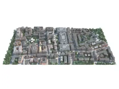 Cityscape With Buildings And Greenery 3D model