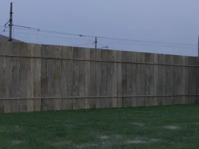 Modular Wooden Fence 3D model