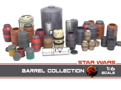 Barrels and containers 1-6 scale Hottoys  3D Model Pack