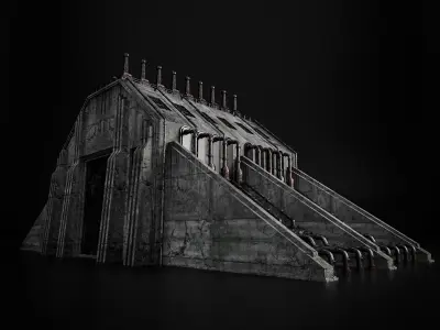 INDUSTRIAL SCIFI BUILDING 03 Low-poly 3D model