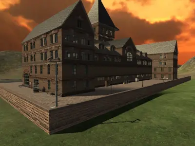 Urban Landscape - Firestation Low-poly 3D model