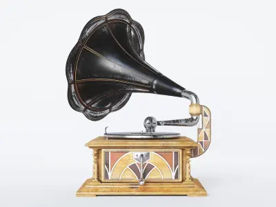 Gramophone Art Deco Low-poly 3D model