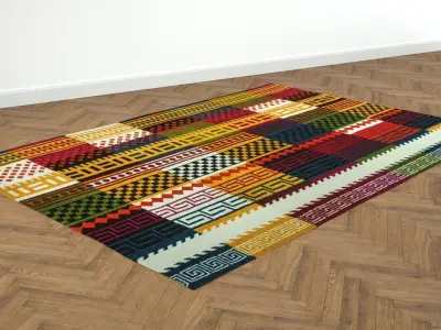 4 Colorful Rugs Low-poly 3D model