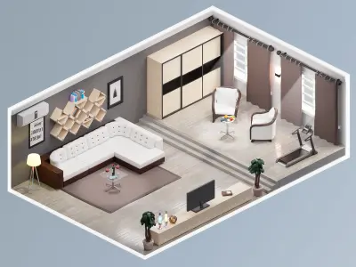 Room 48 Low-poly 3D model