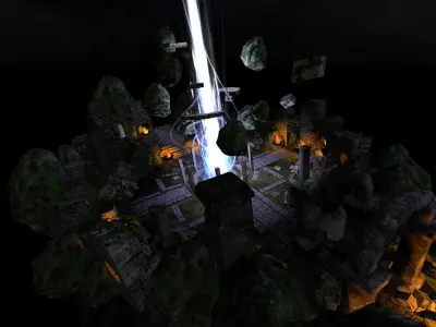 The Ruin entrance to cave with light Low-poly 3D model