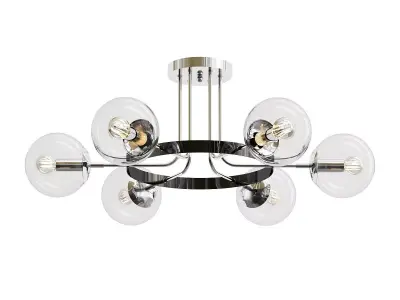 intenso six light chandelier with glass globes and chrome finish 3D model