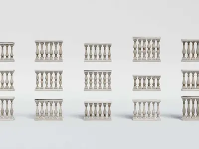 Balustrade - 15 Balcony Stone Models - Greek - Roman Low-poly 3D model