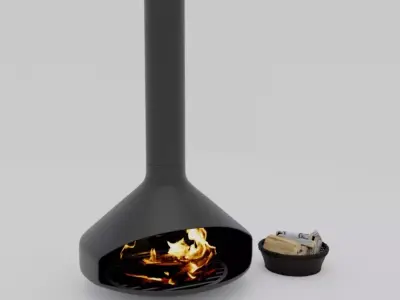 Fireplace and wood model 6 3D 3D model