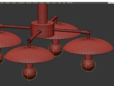 SAUCER light chandelier in brass Low-poly 3D model