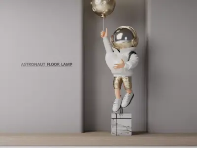 Astronaut floor lamp Low-poly 3D model