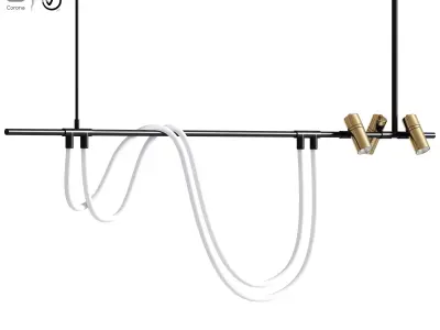 Jeremaih Light Black LED Dimmable Kitchen Island Linear Pendant 3D model
