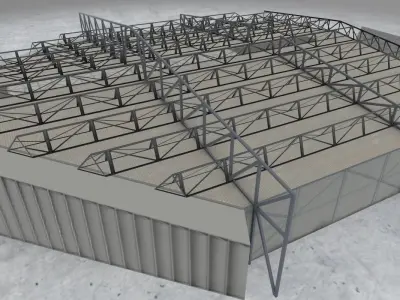 EDDH Hangar 4 Low-poly 3D model