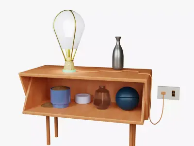 Modern Table Lamp on an Item Desk 3D Model Interior Design Low-poly 3D model