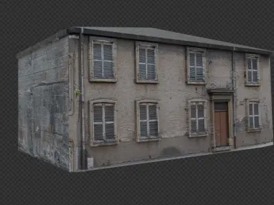 Old Buildings pack of 5 Low-poly 3D model