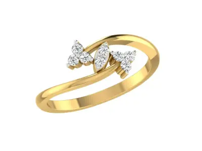 Light Weight Yellow Gold Diamond Ring  -RC RN 1558 3D print model