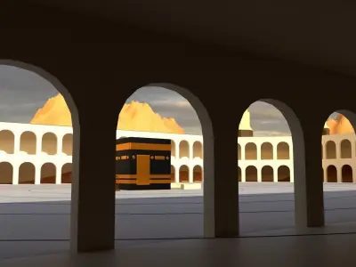 Low Poly Islamic Mosque and Kaba 3D Model Low-poly 3D model
