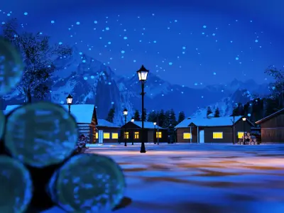 Winter Town Winterville  Low-poly 3D model