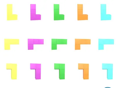 Tetris Block v3 Pack 01 Low-poly 3D model