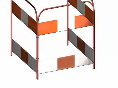 Striped metal feet traffic barrier Low-poly 3D model