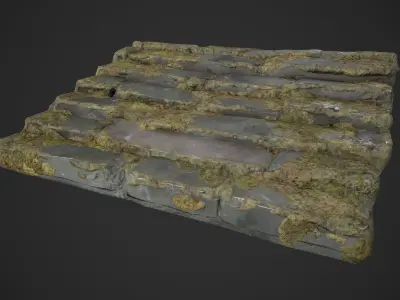 Ruined Stairs Low-poly 3D model