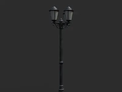 Triple Lamp Post 1 Low-poly 3D model
