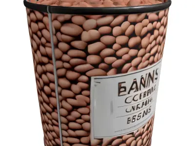 Dry Beans in Transparent Catering Can Low-poly 3D model