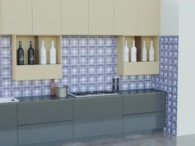 Contemporary Modular Kitchen Cabinet 3D model