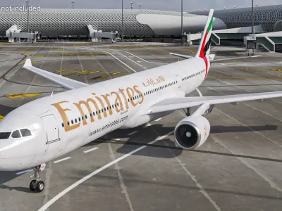  Emirates Airbus A330-200 Rigged for Maya 