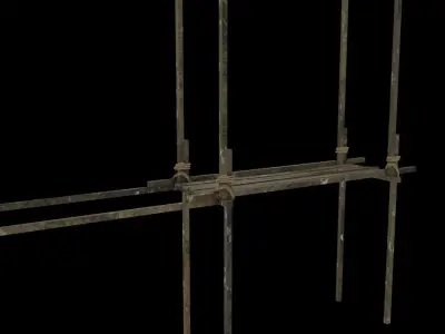 Wooden scaffold tileable set Low-poly 3D model