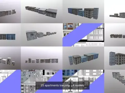 25 apartments low poly  3D Model Pack