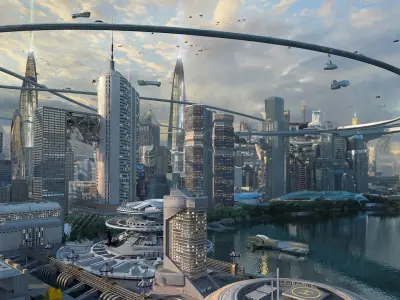 Modern science fiction future architecture  3D model