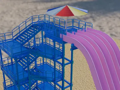 Free Fall Water Slide 3D model