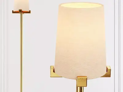Restoration Hardware PAUILLAC TABLE LAMP Fabric shade and Brass 3D model