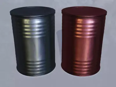 Barrel metal can Low-poly 3D model