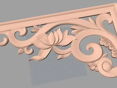 Furniture decorative corner flower 3D STL model for CNC E872 3D model