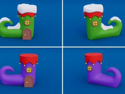 Cozy Cartoon Christmas 3D Asset Pack Low-poly 3D model