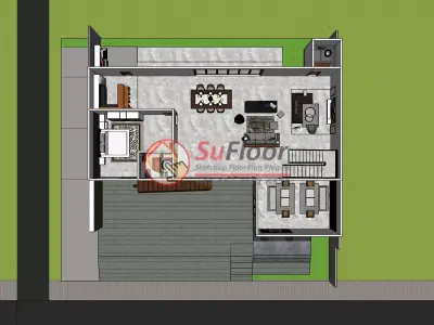 House 20x20m code 585 - Sketchup 3D model 3D model 3D model