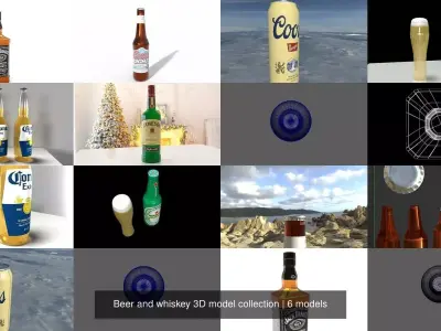 Beer and whiskey 3D model collection 3D Model Pack