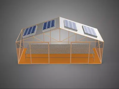 INDOOR SOLAR PANEL HYDROPONIC GREENHOUSE GLASSHOUSE FARM GARDEN 3D model