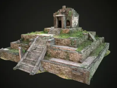 Aztec Maya Inca Tikal Pyramid Temple Low-poly 3D model